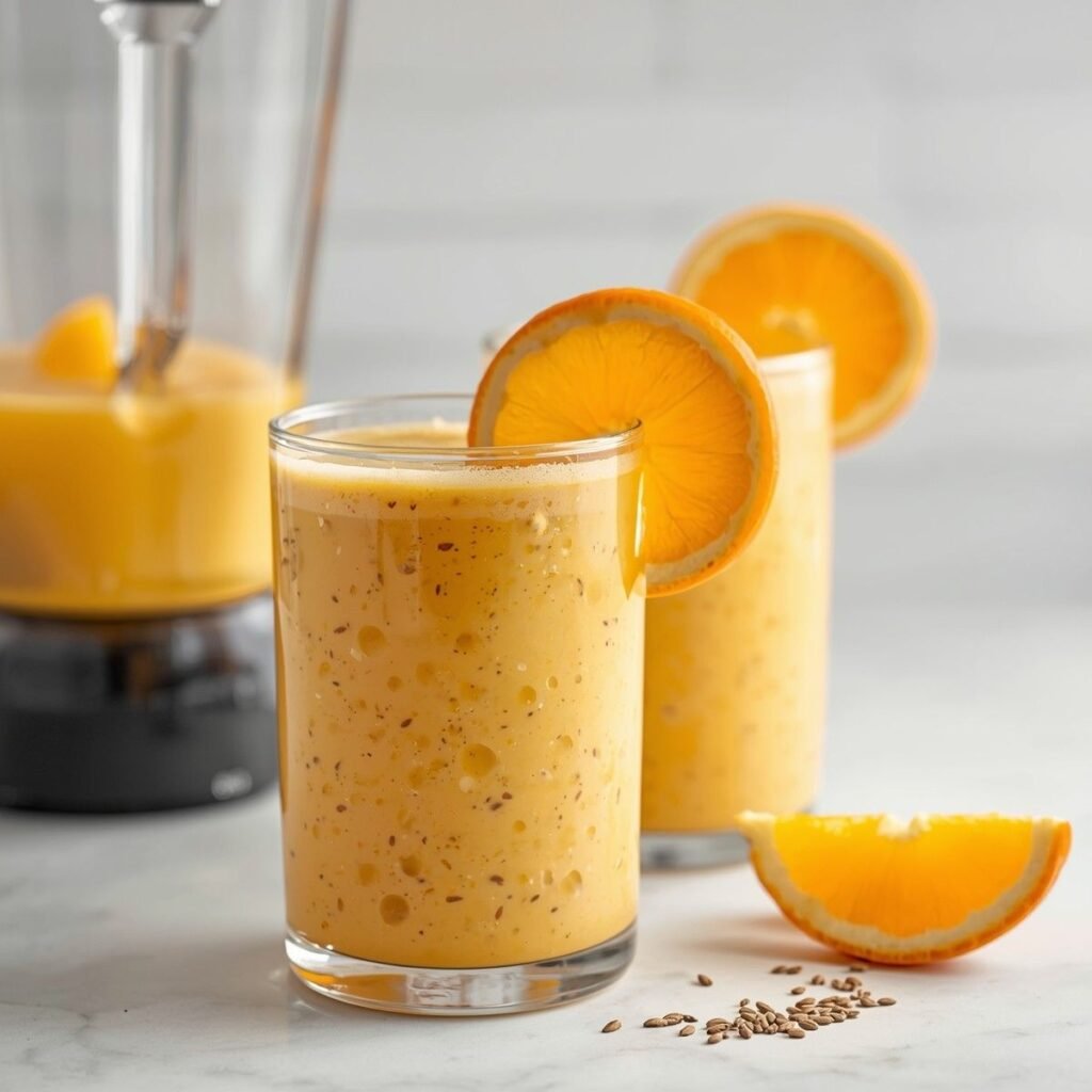 High-Protein Orange Mango Flaxseed Smoothie