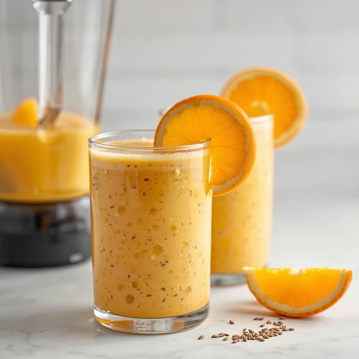 High-Protein Orange Mango Flaxseed Smoothie