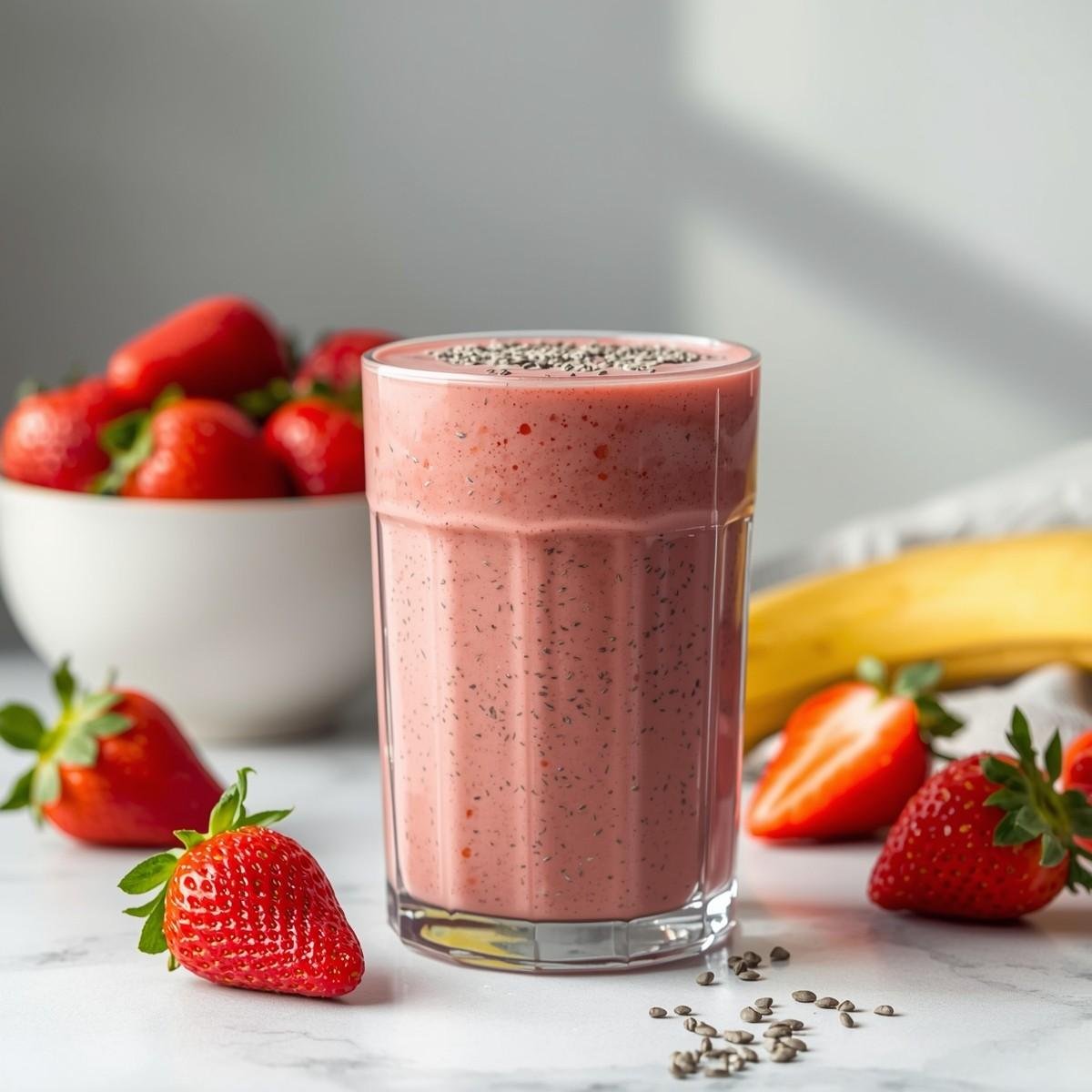 High-Fiber Strawberry Chia Breakfast Smoothie