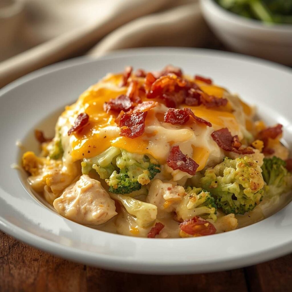 High-Protein Chicken Broccoli Bacon Casserole