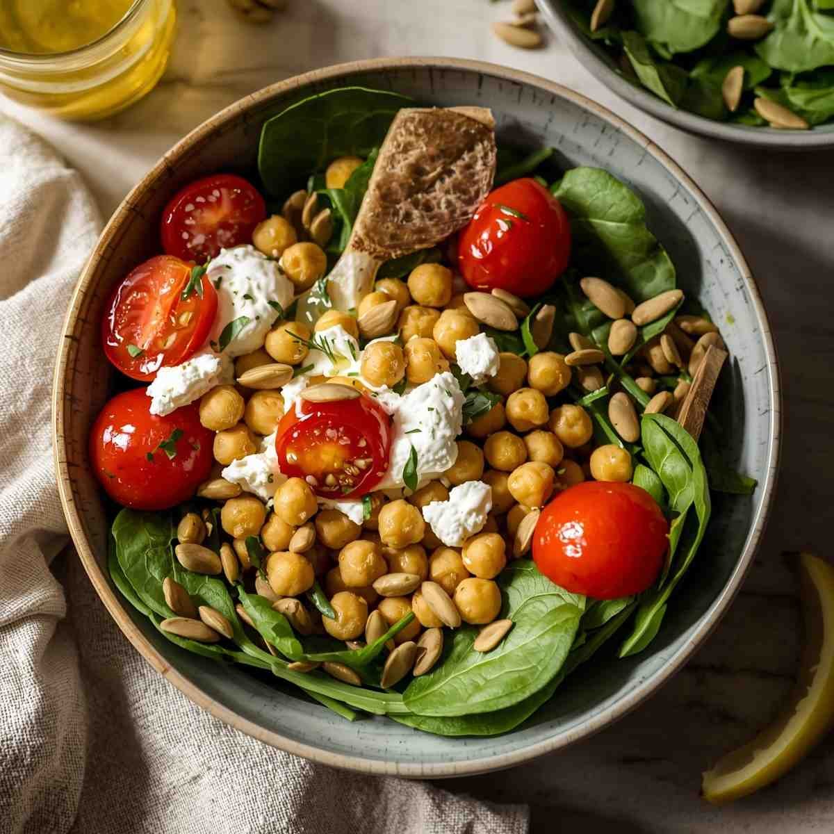 Lemon Dill Chickpea Cottage Cheese Salad