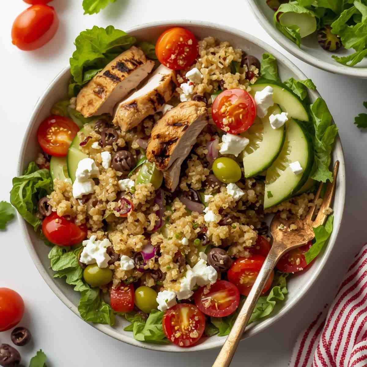 Grilled Chicken Mediterranean Salad with Quinoa and Feta