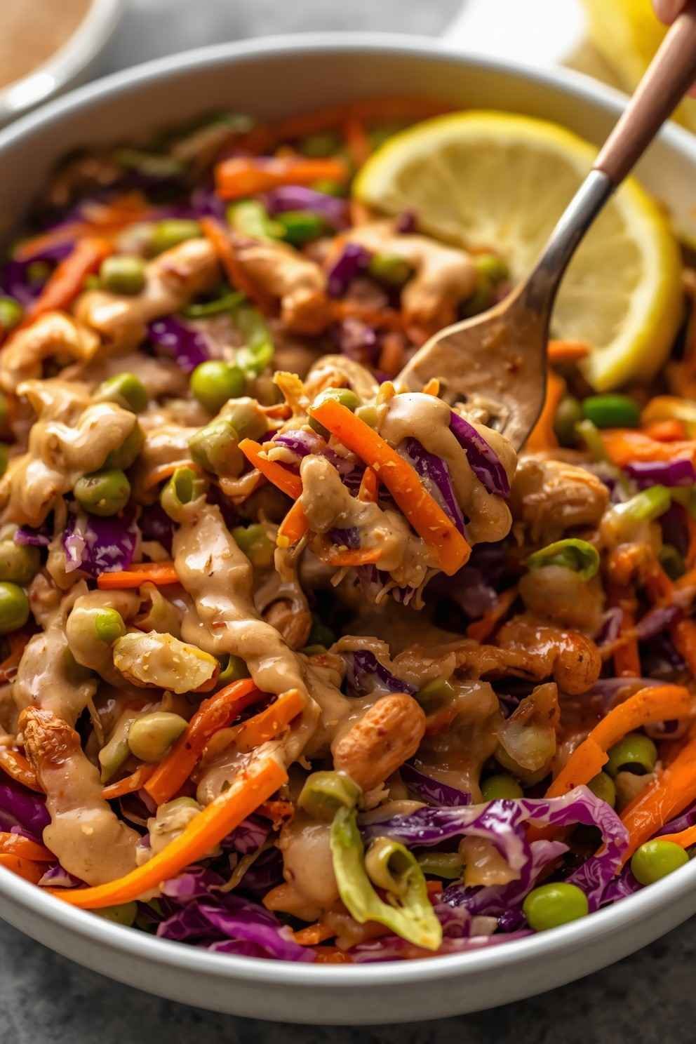 Thumbnail for Crunchy Asian Cabbage Salad with Creamy Peanut Dressing