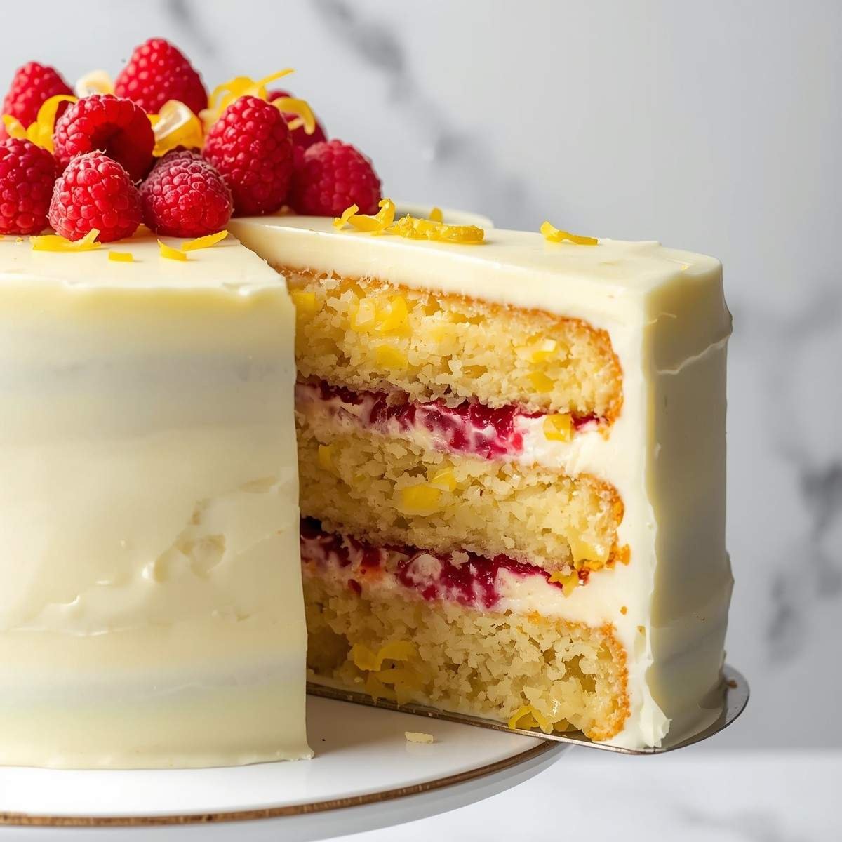 Bakery-Style Raspberry Lemon Celebration Cake