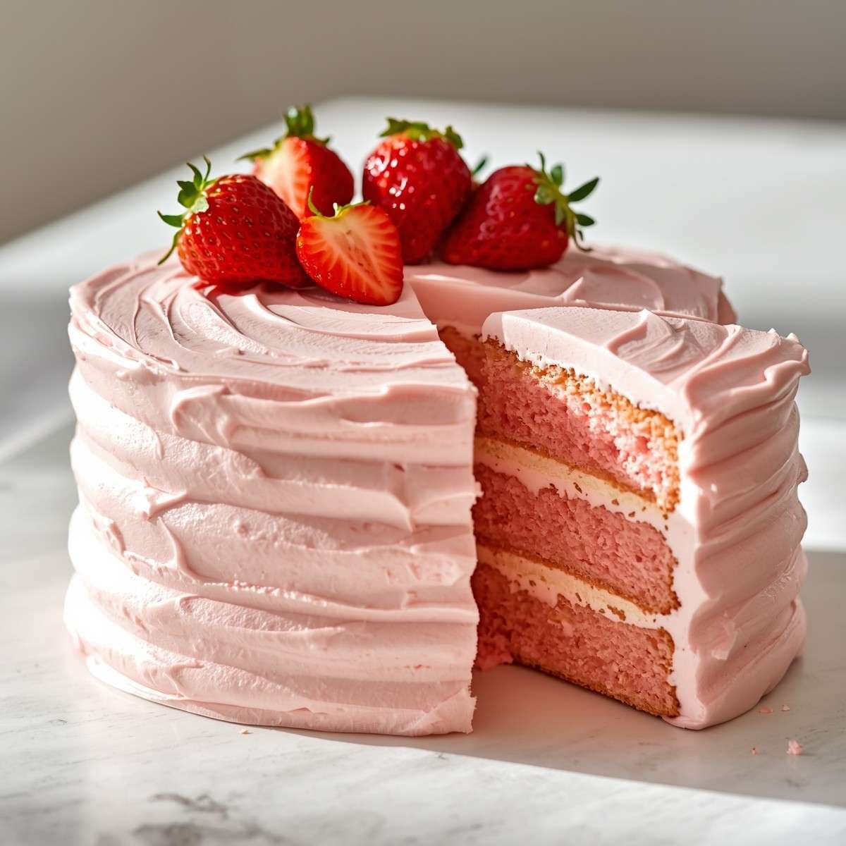 Classic Pink Strawberry Cake