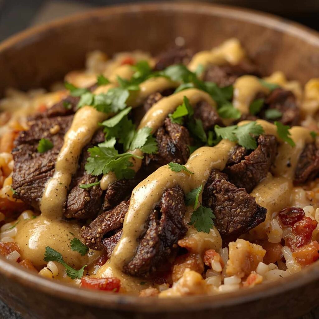 Steak & Queso Rice Bowl (Cheesy Tex-Mex Comfort)