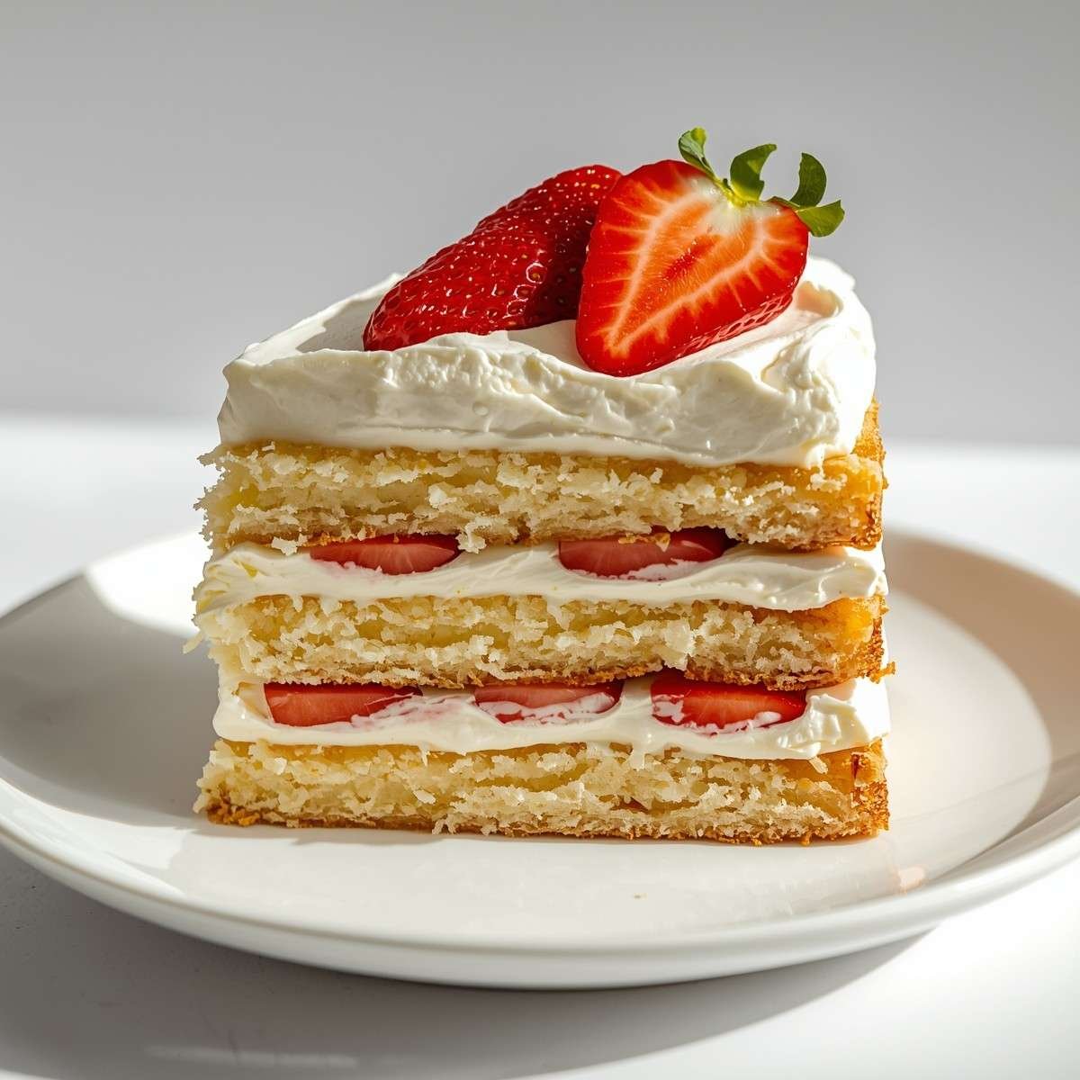 Soft Vanilla Strawberry Shortcake Cake