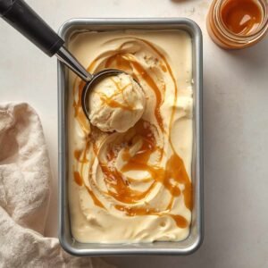Homemade Caramel Swirl Ice Cream