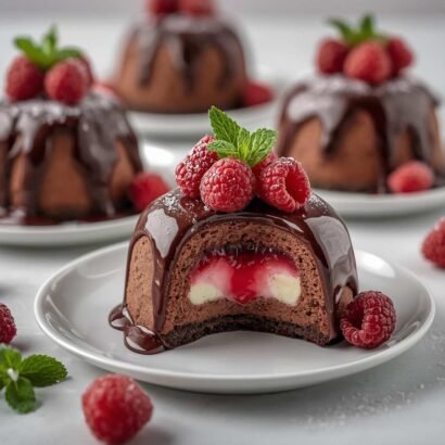 Chocolate Raspberry Cheesecake Domes