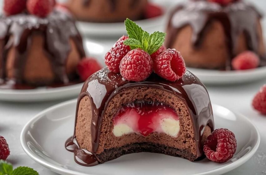 Chocolate Raspberry Cheesecake Domes